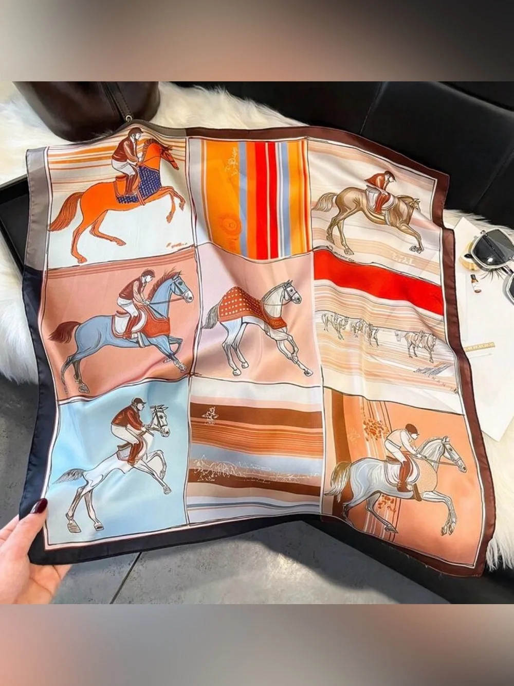 Horse Print Scarf M792 - Picture 2 of 3